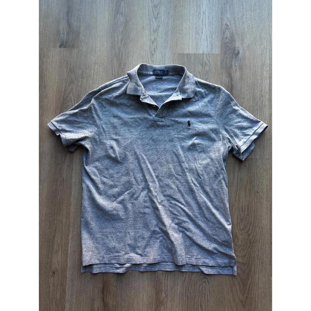 Polo Ralph Lauren Mens Polo Shirt Solid Gray Large Cotton Short Sleeve Pony